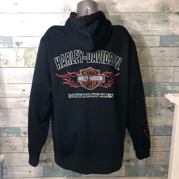 Harley Davidson Men’s Zip Up Hoodie Sweatshirt L - Picture 3 of 7